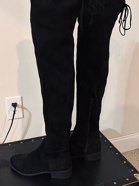 Forever 21 Black Over-the-Knee Suede-Look Boots